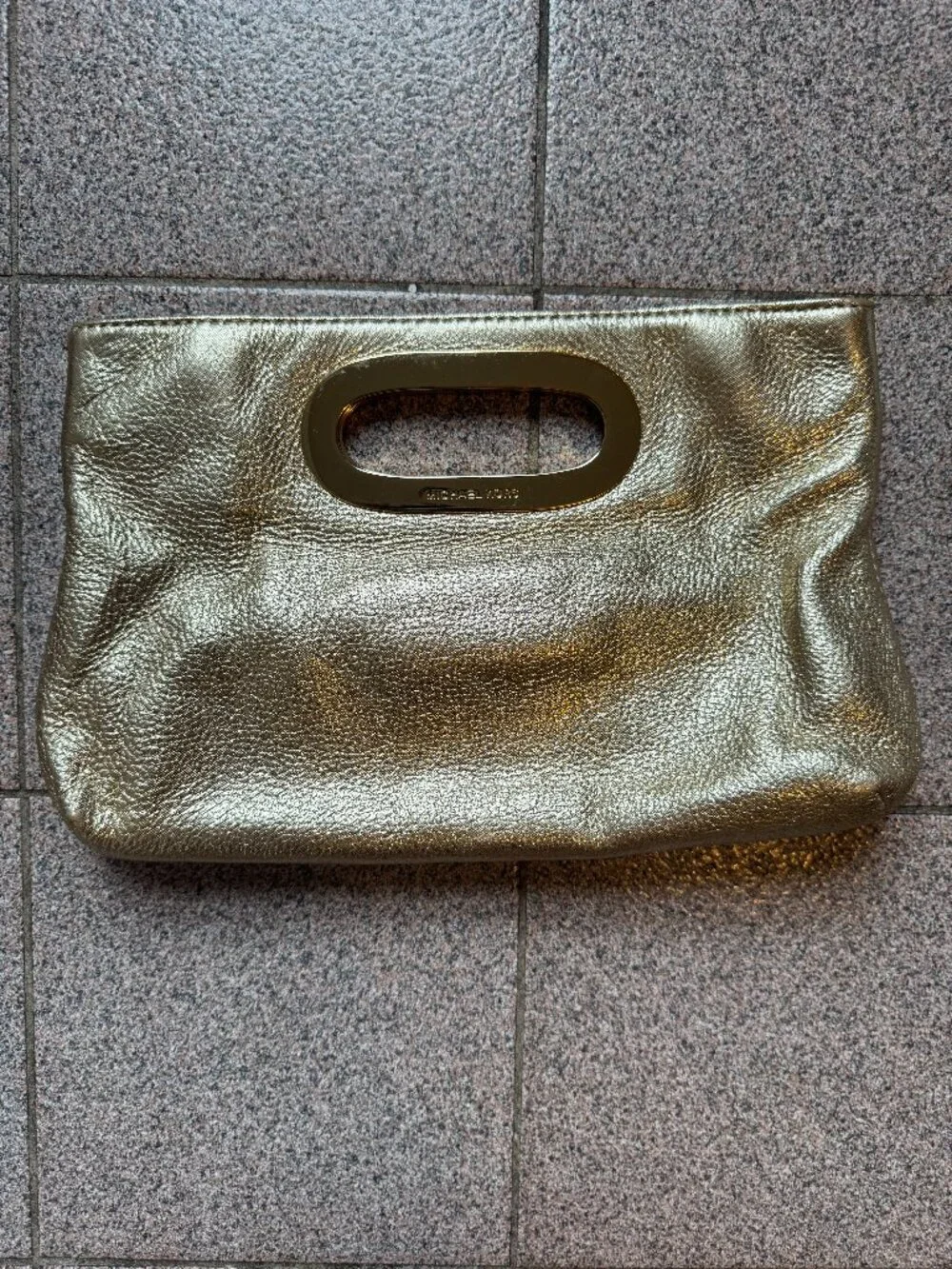 Michael Kors Metallic Gold Leather Berkley Clutch
